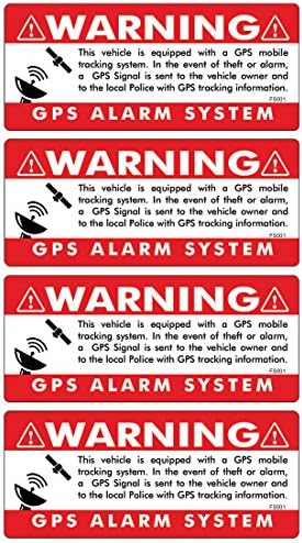 GPS 4 pack 3.5"x1.5" RED Anti Theft STICKERS #FS001 Vehicle Security System Alarm Decal Car Truck