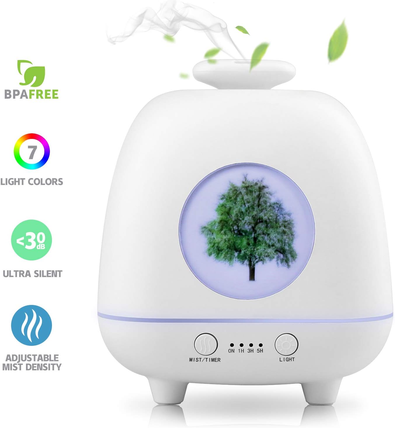 Essential Oil Diffuser with 2 Nozzles Mist Diffuser Scented Oil Diffusers 4 Timer Aroma Diffuser with Micromolecular Technology Humidifier, Ultrasonic Tile Vibration 7 Colors LED Waterless Auto-Off
