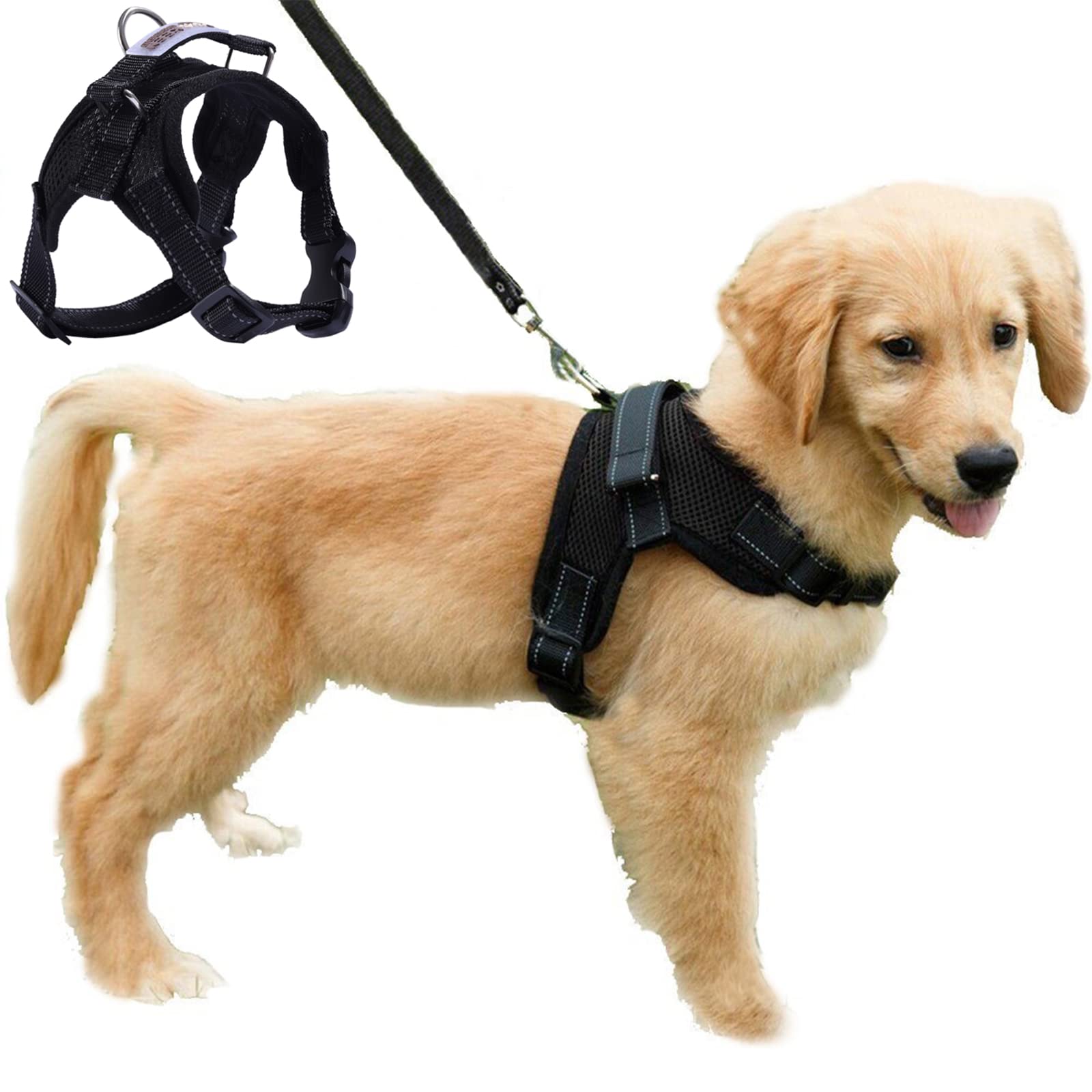 Dog Harness Mesh Breathable Comfortable Pet Vest No Pull Adjustable Soft Padded Dog Power Strap (S, Black) — image 1