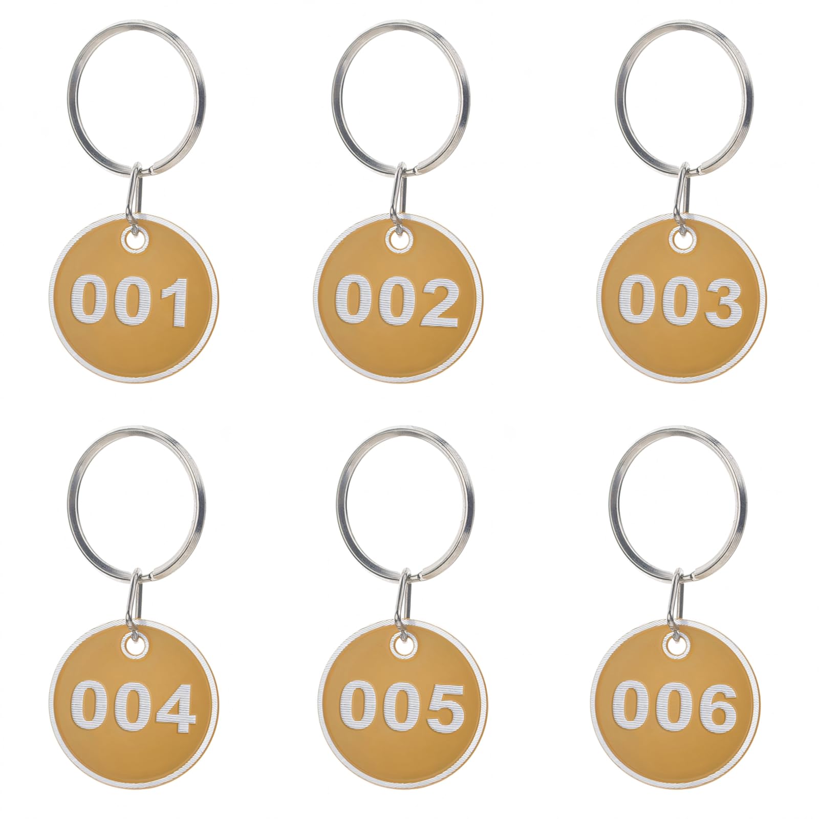 Aspire 1-50 Number Key Tags, Numbered Metal Key Rings, Round ID Tags for Key Chain, Box, Cabinet, Dormitory, Lockers - Yellow