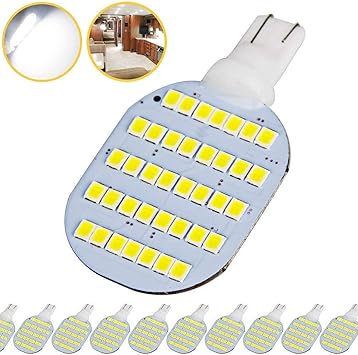 Amazon Com Super Bright T10 921 922 912 Led Bulbs For 12v Rv Ceiling Dome Light Rv Interior Lighting Trailer Camper White 600 Lumens Pack Of 10 Automotive
