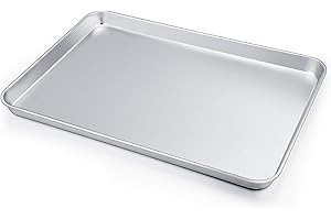 Large Baking Sheet, P&P CHEF Stainless Steel Cookie Sheet Baking Pan Tray, Rectangle 16''x12''x1'', Healthy & Non Toxic, Mirror Finish & Dishwasher Safe