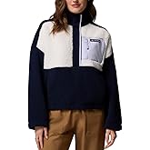 Columbia Women's Long Sleeve Cropped Fleece Pullover (US, Alpha, Large, Regular, Regular, Navy (Dark Nocturnal/Sea Salt/Snow Drift))