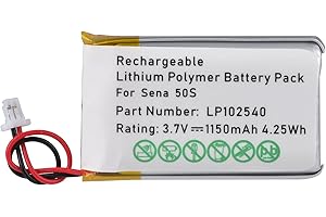 Pickle Power Replacement for Sena 50S Battery, 3.7v 1150mAh 102540 Battery for Sena 50S Motorcycles Bluetooth Headset