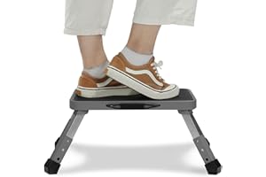 Navaris Portable Step Stool - Folding One Step Ladder - 16cm / 18.5cm / 21.2 cm (6.3" / 7.3" / 8.4") Adjustable Height - 150k