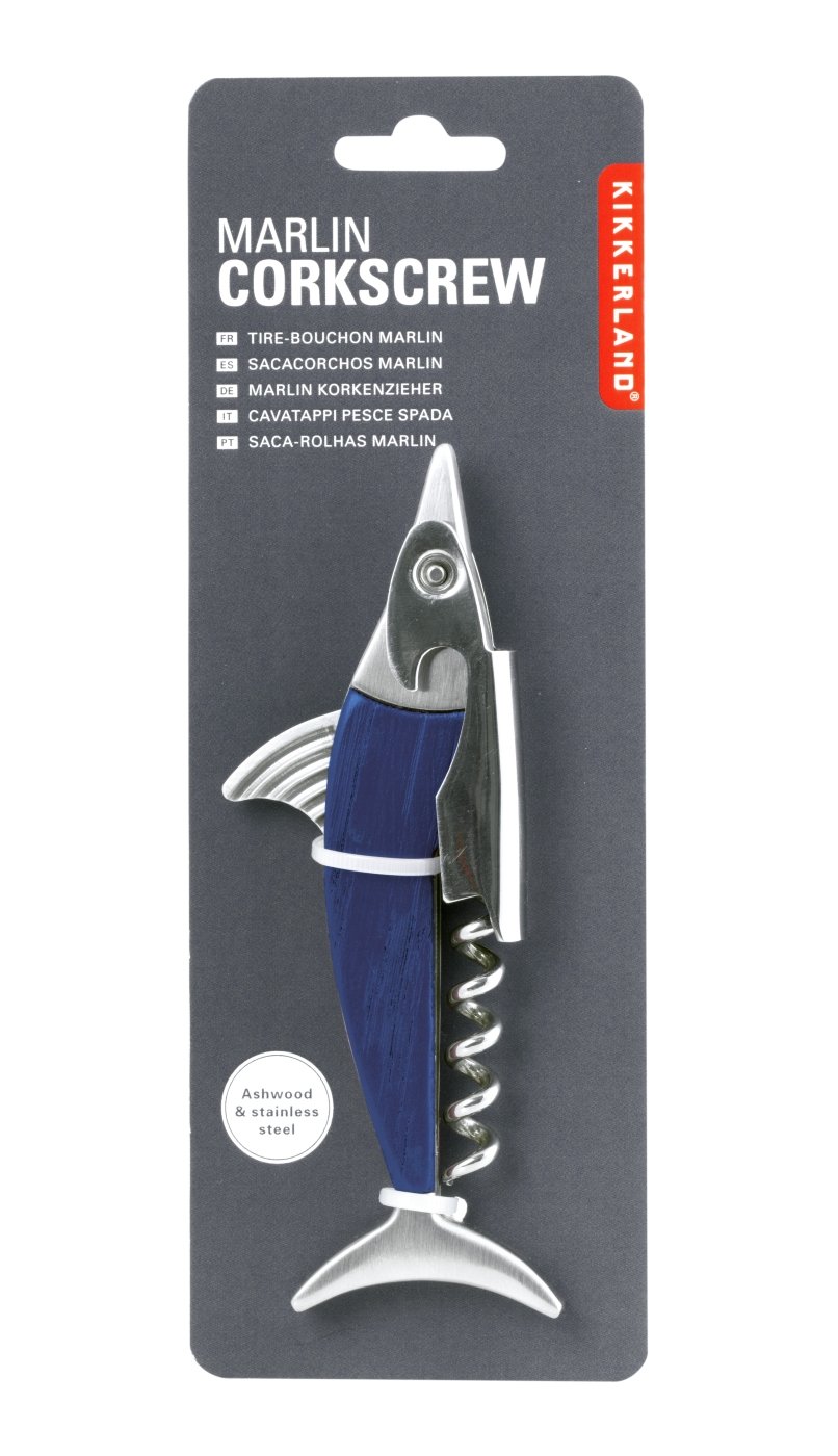 Kikkerland CS22 Bottle Opener, Wood, Blue, 7 x 1.7 x 20.5 cm