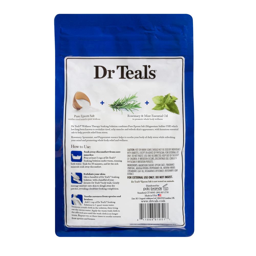 Dr. Teal's Epsom Salt Soaking Solution, Rosemary and Mint, 48 Ounce