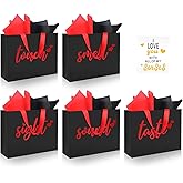 Epoesch 5 Senses Gift Bags for Him With Labels - Includes Tissue Paper & Greeting Card, Unique Birthday, Valentine‘S Day, Anniversary, Wedding Gifts for Boyfriend, Bf or Husband (Black with red lettering)