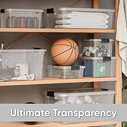 Superio Storage Bins with Lids, Clear Plastic