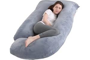 Jcickt Pregnancy Pillow J-Shaped Full Body Pillow, 59 inch with Velvet Cover Easy to Remove and Wash, Support Pregnant Women's Backs Legs and HIPS, Improve Sleep,Pregnancy Pillow for Women ，Gray