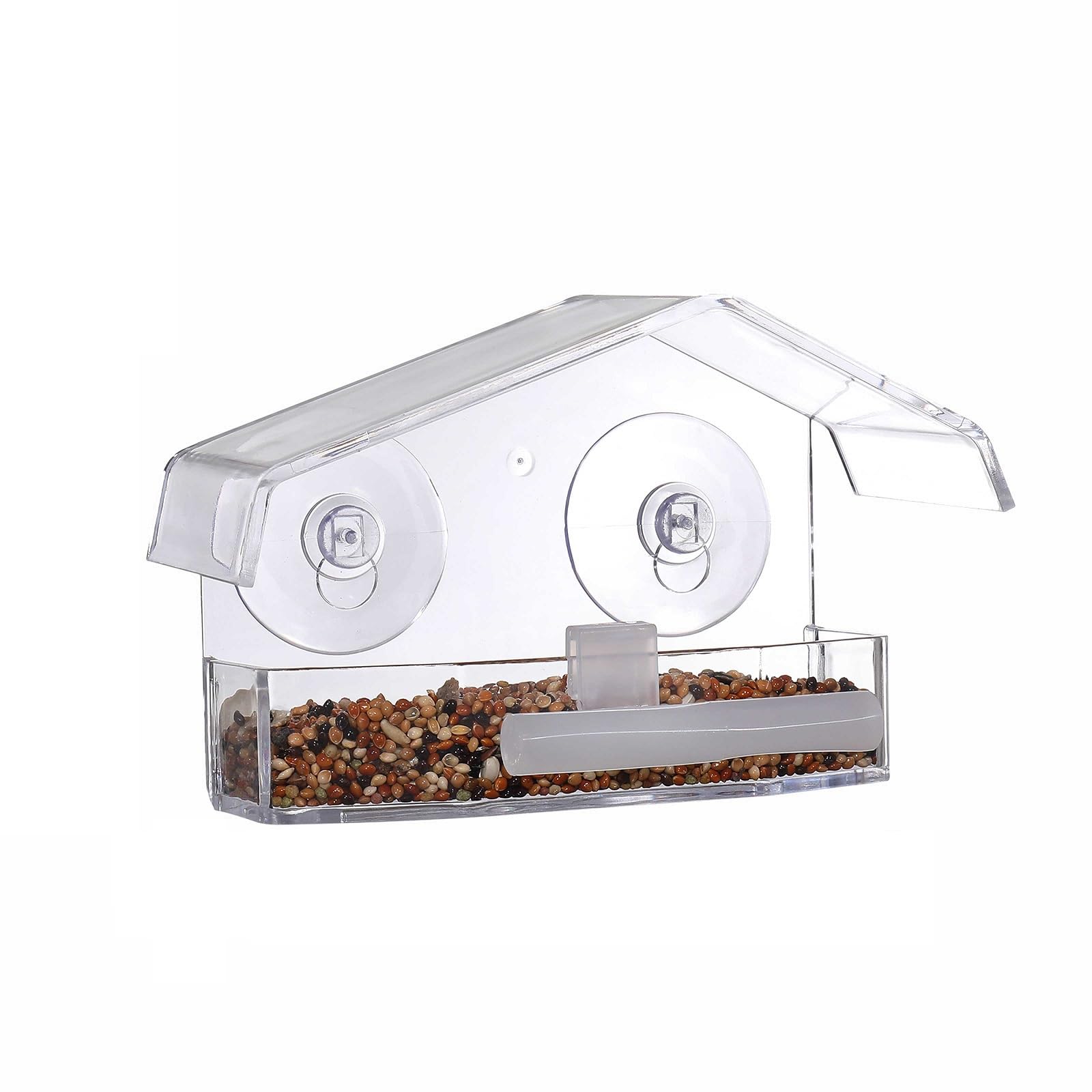 SUQ I OME Clear Outside Wild Acrylic Window Mounted Bird House Feeders with Strong Suction Cups, Acrylic Clear, for Cardinals, Blue Jays, Finches