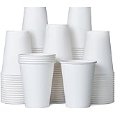 MATICAN Disposable Coffee Cups, 100-Pack 12-oz Bulk Paper Cups for Hot or Cold Drinks, White Cups for Office, Parties, and To-Go Use (No Lids)