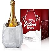Flexzion Marble Wine Chiller Bucket – White Wine Cooler & Champagne Bucket for Bar Cart Decor, Kitchen & Parties – Gifts for Men, Women & Enthusiasts – Fits 750ml Bottles