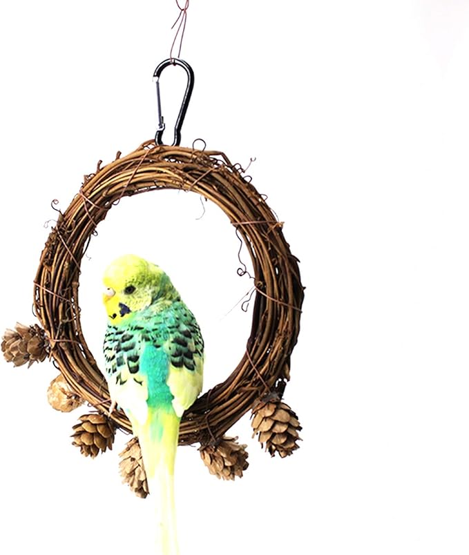 Amazon Co Jp 巣箱 鳥の巣 オウムの鳥の巣の藤のハンモック 鳥の魚のためのおもちゃの装飾 15x18cm ホーム キッチン