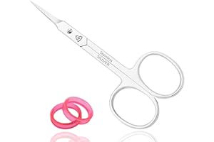 SILLVER Cuticle Scissors Extra Fine Curved Eyebrow Scissors, Super Slim Small Scissors with Precise Pointed Tip, Beard, Eyelash, Mustache, Dry Skin - Manicure Scissors