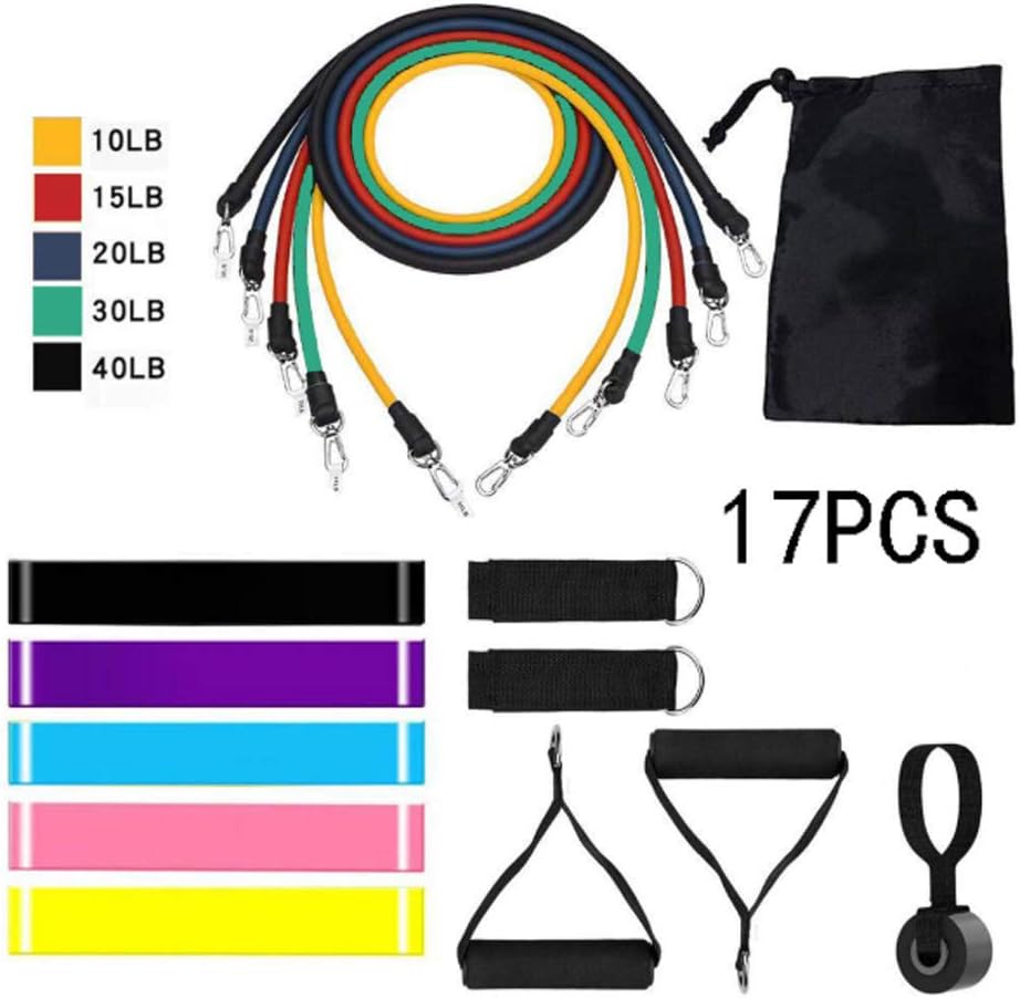 LUOSFUH Resistance Bands Set Up to 115 Lbs Exercise Bands with Door Anchor, Handles, Waterproof Carry Bag, Legs Ankle Straps for Resistance Training Exercise Stretch Fitness Home Set