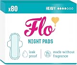 Flo Bamboo Night Pads - Super Absorbent Winged Soft Thin 80 Pack