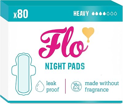 Flo Bamboo Night Pads - Super Absorbent Winged Soft Thin 80 Pack
