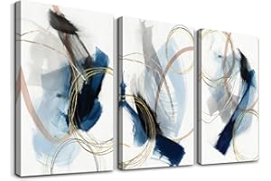 Wall Art 3pcs Canvas Abstract Art Paintings Blue Fantasy Colorful Graffiti on White Background Modern Artwork Decor for Livin
