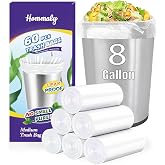 8 Gallon 60pcs Medium Clear Trash Bags Strong Clear Garbage Bags, Bathroom Trash Can Bin Liners, Plastic Bags for Office Home Kitchen, Waste Basket Liner, Fit 30 Liter, 7,8 Gal(8G60-Clear)