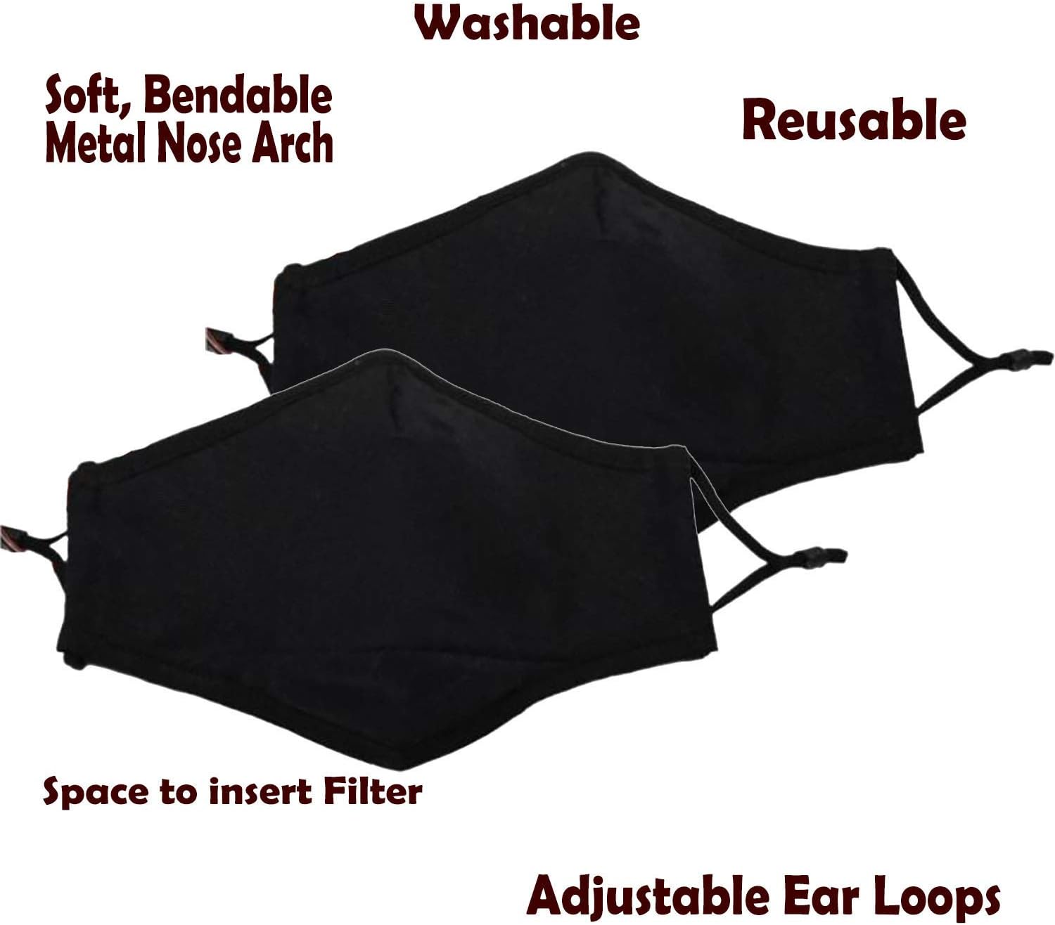 Cello Plain Blk Face Masks, 200 g, 2-Count, Black, 2 count (Pack of 1) - Image 3