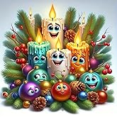 Merry Christmas Candle Floral PVC Vinyl Car Decals Stickers Waterproof Self-Adhesive Decals for Cars, Laptops, Trucks, Motorcycles Wall Window Luggage Scratch Cover Door Decor Sticker