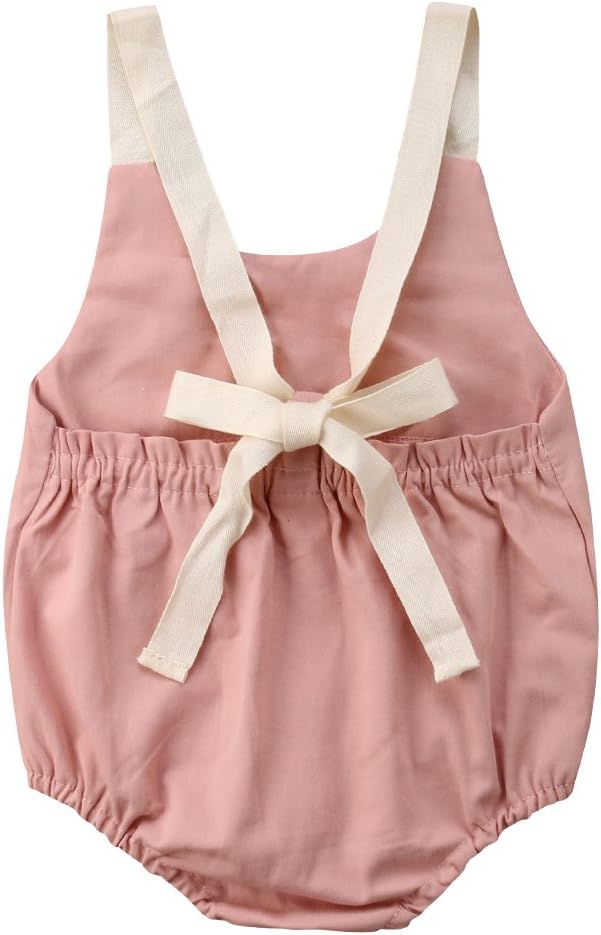 Toddler Baby Girl Sleeveless Bodysuit Backless Bowknot Romper Jumpsuit Summer Clothes Outfit Set 0-24M