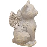 Tsyulog Cat Angel Memorial Figurine, Gray, Resin Sculpture for Cat Lovers, Pet Loss Gift, Hand-Painted