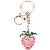 SHTALHST Strawberry Keychain Enamel Keycharm Delicate Fruit Inspired Accessory for Women Girls Adorable Gift Idea