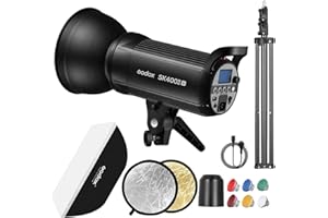 Godox SK400IIV 400Ws Photo Studio Strobe Flash Light Kit,GN65 2.4G X System,Bowens Mount with 10W LED Modeling Lamp,Tripod St