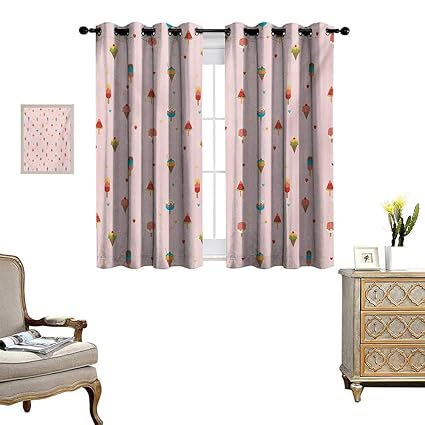 Ice Cream Room Darkening Wide Curtains Pastel Pink Striped