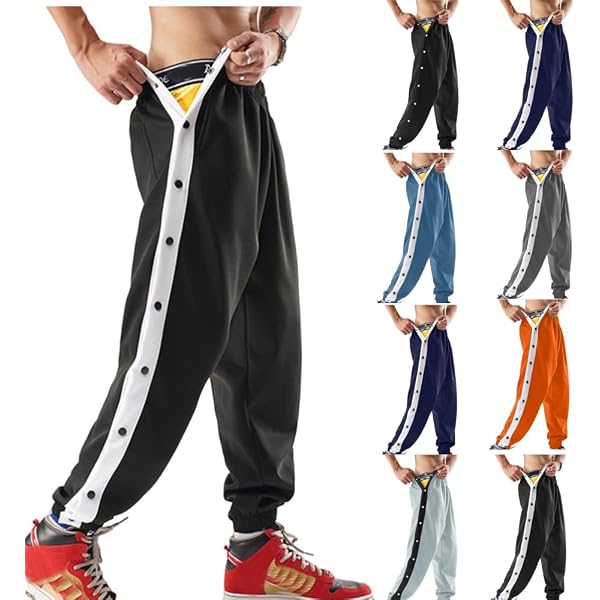 Men's Snap-Away Sweatpants - Easy On/Off For Post-Surgery & Recovery - Elastic Waist & Jacquard Style