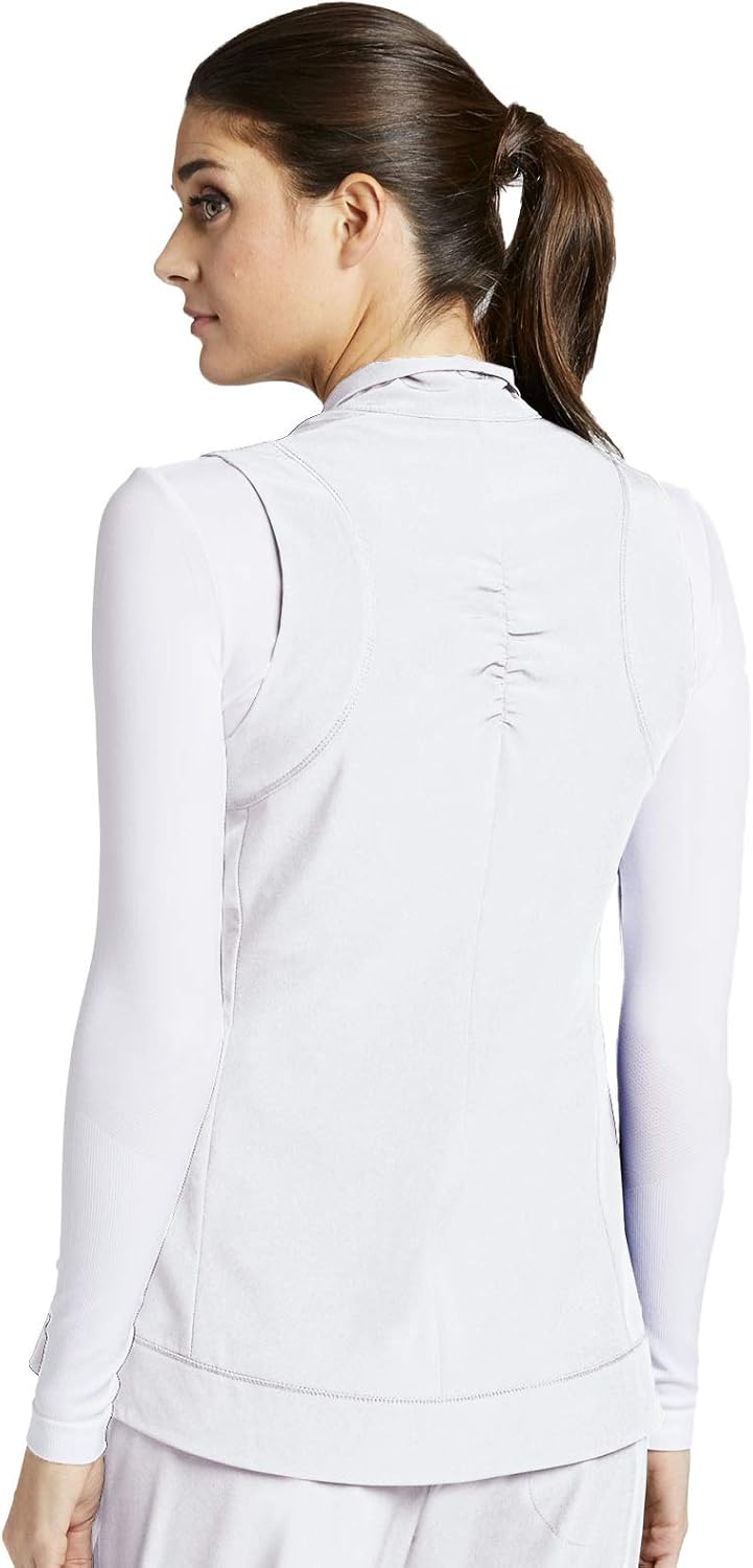 BARCO ONE 2-Pocket Mock Neck Zipper Vest for Women - Stretch Medical Scrub Vest: Clothing