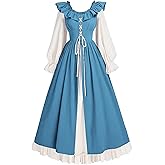 WISHU Women’s Renaissance Dress, Victorian Medieval Costume Dress Halloween Ruffle Maxi Dresses