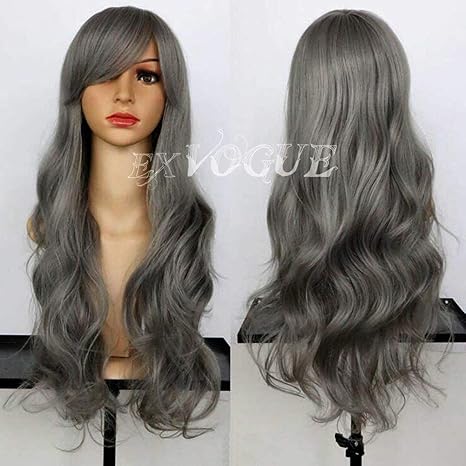 Exvogue Granny Grey Hair Long Body Wave Capless Amazon In