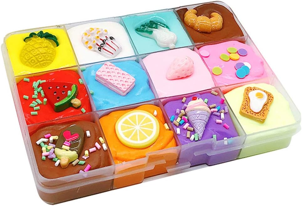 HELEVIA 200 ml Fluffy Slime, DIY Colorful Fruit Dish Slime Mud, Stress Relief, Non-toxic, Soft Decompression Toy, Squeeze Toy, Gift for Kids and Adult