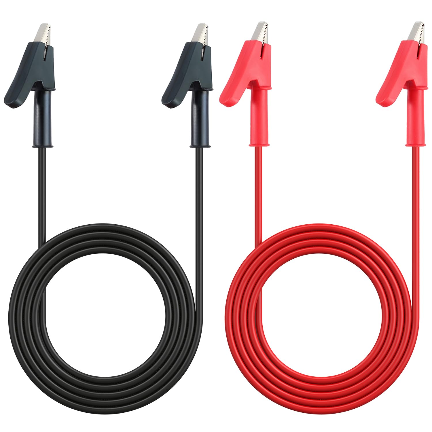Proster Crocodile Clips Electrical 2PCS Double Ended Alligator Clips Test Leads 3.3ft/1m Multimeter Test Leads, Red & Black Electrical Clips for Current Testing