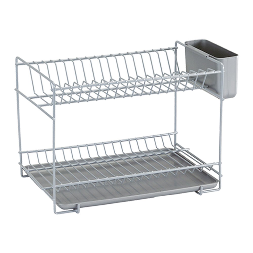 Sauvic Small Grey Plastic Coated Dish Rack, Metal, 38.5 x 25 x 28 cm