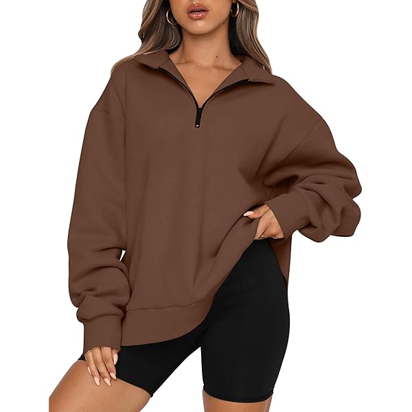 ★sale★8yards PULLOVER Halfsleeve Hoodie Womens Oversized Half Zip Pullover Long Sleeve Sweatshirt