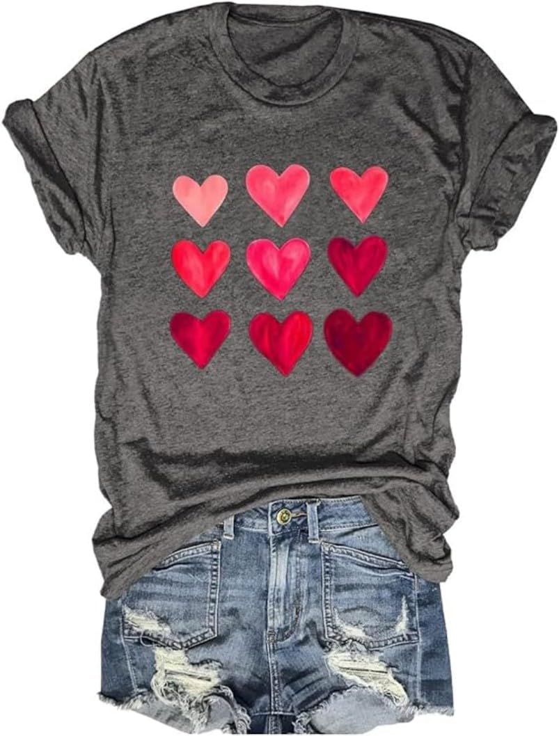 Beopjesk Womens Valentine's Day Graphic Tees Short