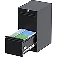 Reemoon 2 Drawer File Cabinet with Lock, Metal File Cabinet 2 Drawer for Home Office, Black File Cabinet 2 Drawer for Hanging Letter/Legal/A4 Folders,Required Assembly