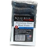 434 Stainless Steel Wool (8 pad Pack) - FINE Grade - by Rogue River Tools. Made in USA, Oil Free, Won&rsquo;t Rust. Choose from All Grades!