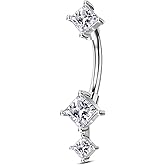 Agrewd Minimalist Rook Earrings 8MM Silver Rook Piercing Jewelry Stainless Steel Clear CZ 16G Belly Button Ring Curved Barbell