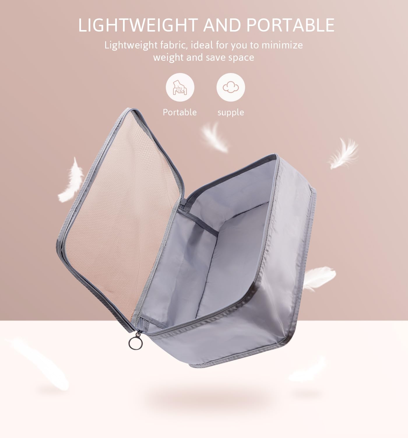 Meowoo 8-teilig Koffer Organizer Set, Packing Cubes, Packwürfel für Urlaub & Business, Reise Organizer mit Kleidertaschen, Gepäck Aufbewahrung Taschen, Ordnungssystem für Koffer (Grau) 4