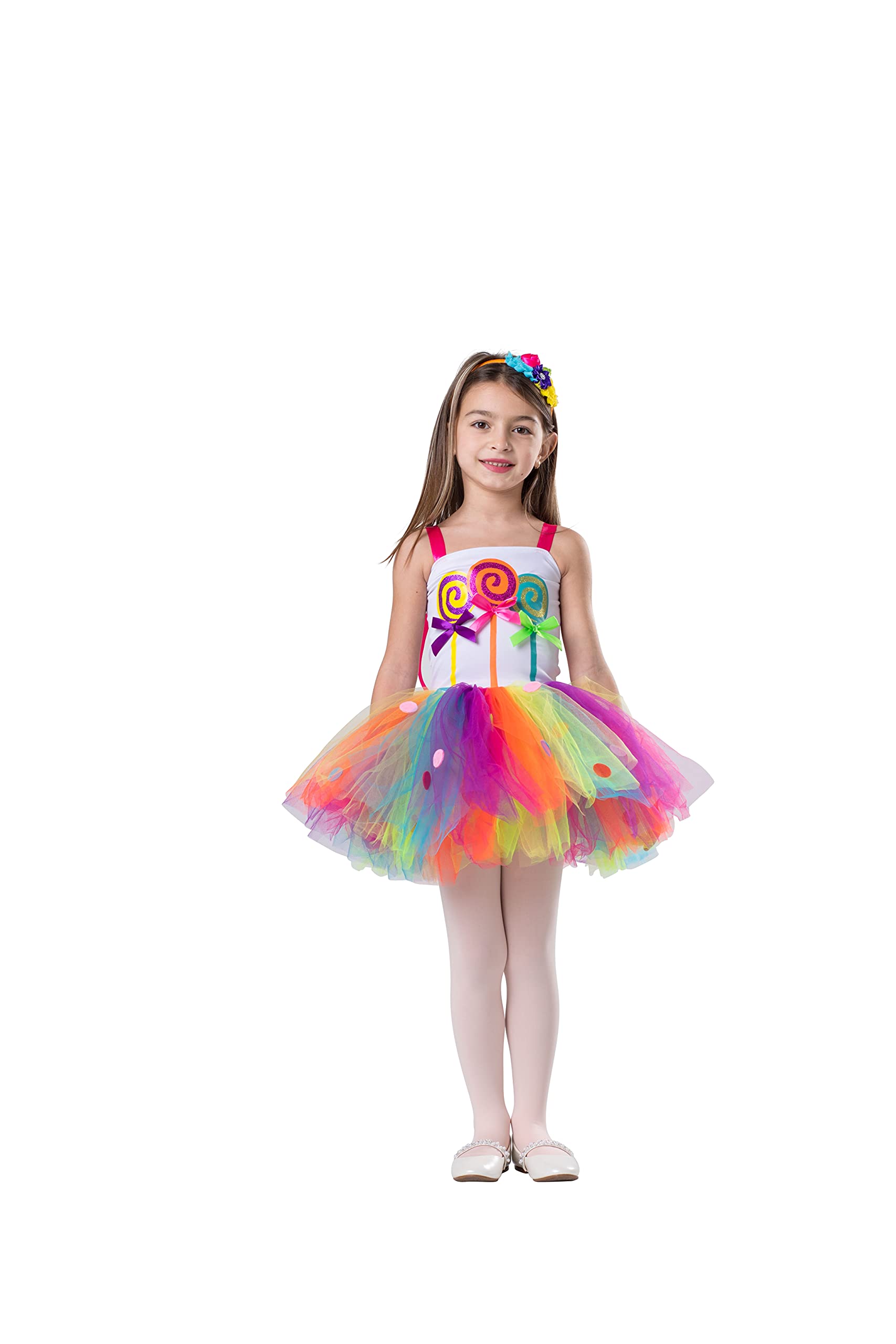 Dress Up America Candy Costume For Kids - Lollipop Costume Dress for Girls - Candyland Tutu Dress Up Role Play & Dress Up Costume For Kids