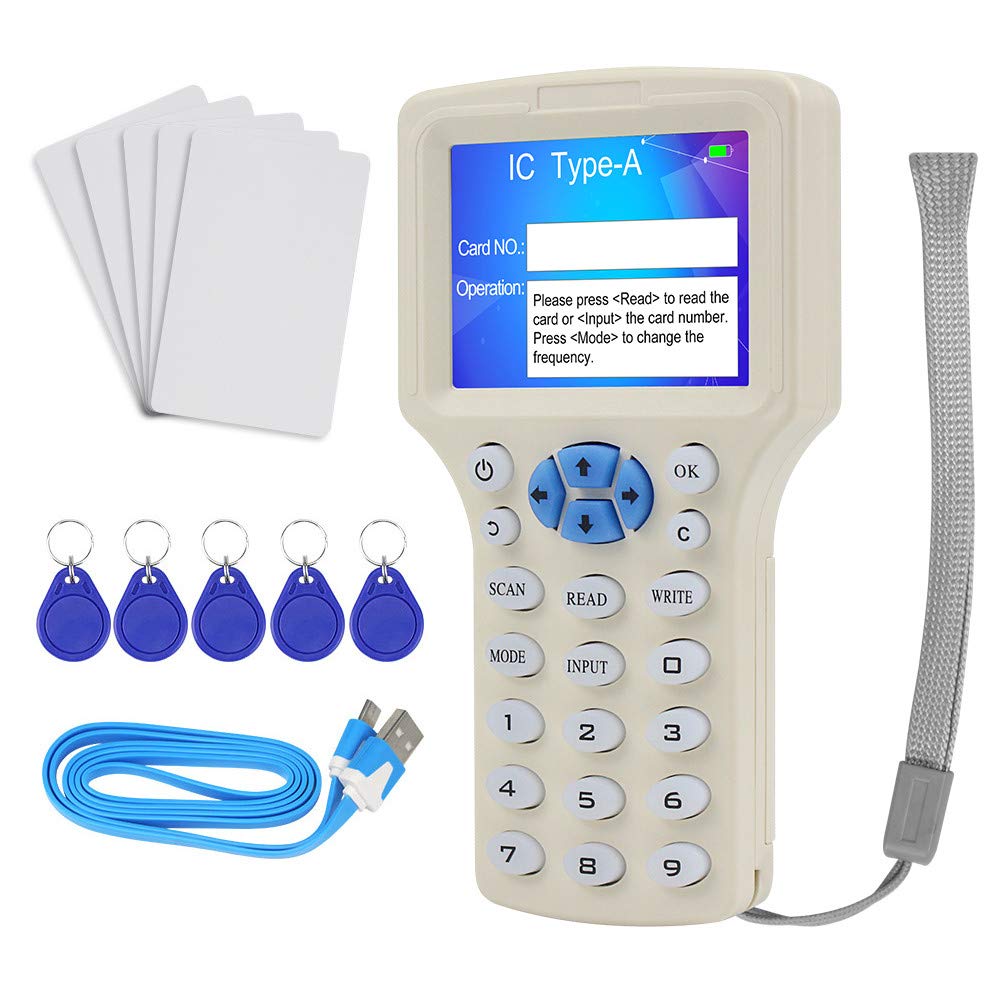 Dongyang NFC Smart 10 Frequency RFID Copier/Writer/Readers/Duplicator 125KHz 13.56MHz USB Programmer Key fob Cards Reader UID Decoder+10pcs UID Card Keys