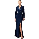 Adrianna Papell Womens Crepe Tuxedo Gown