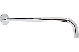Extra Long Stainless Steel with Flange, Rain Head Shower Arm, 16 inch Chrome Shower Arm Extension