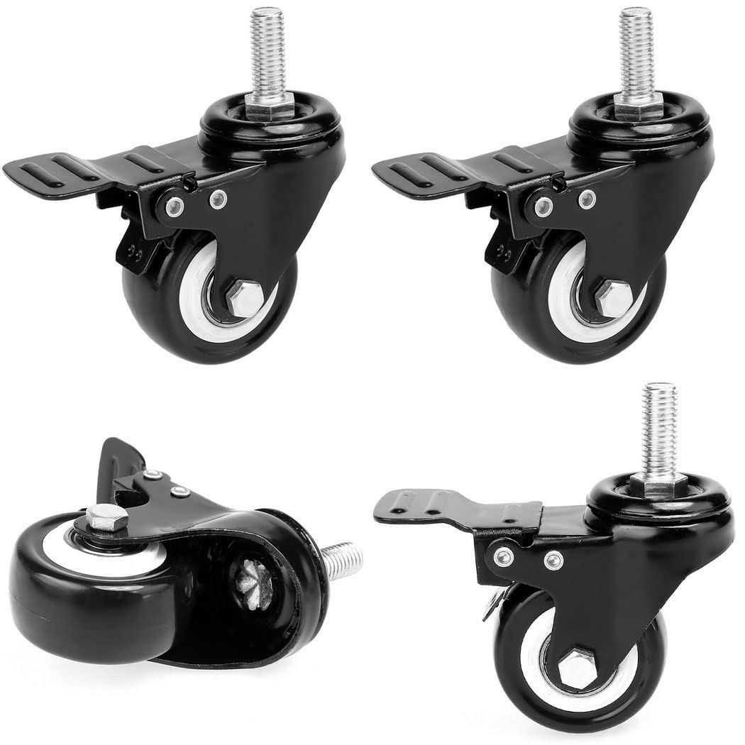Athomestore 4 Pieces 50mm 2 "Transport castors Swivel castors Furniture castors Beach castors Swivel castors Heavy Duty castors with Brake Load Capacity 400 kg