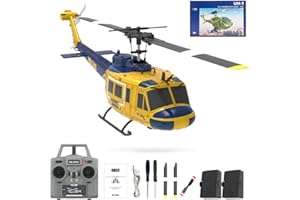 rcxperts RC ERA C032 RC Helicopter, 1/48 Scale 2.4G 6CH UH-1 Huey Flybarless RC Helicopter, 6-Axis Gyroscope Stabilization, with Altitude Hold & 3D Inverted Flight for Adults Enthusiasts, 2 Battery